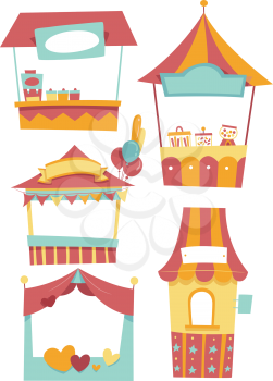 Illustration of Different Festival Booths