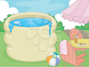 Illustration of a Pool Party Held at the Backyard