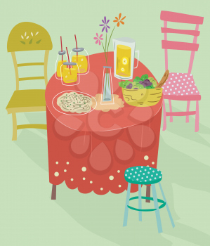 Illustration of a Whimsical Table Setting 