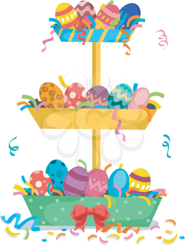 Illustration of a Tray Cake Filled with Different Designs of Easter Eggs 