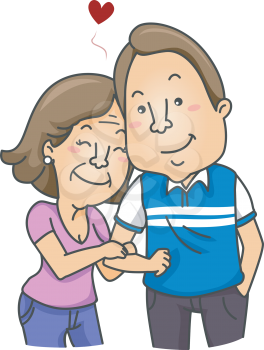Illustration of a Young Man with an Older Woman