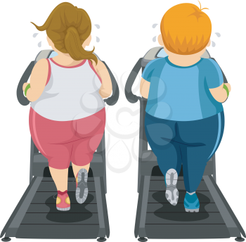 Illustration of a Couple while doing their Workout at the Threadmill