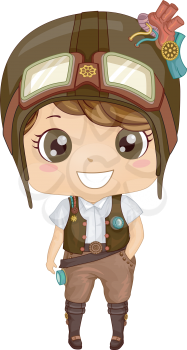 Illustration of a Kid Boy Wearing a Steampunk Outfit