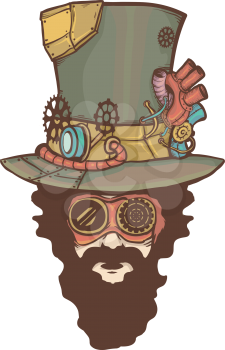 Illustration of a Man Sporting a Steampunk Look