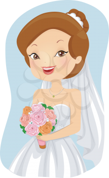 Illustration of a Lovely Bride Posing for a Portrait