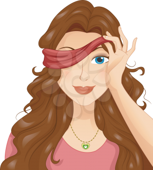 Illustration of a Girl in a Blind Date Taking Off Her Blindfold