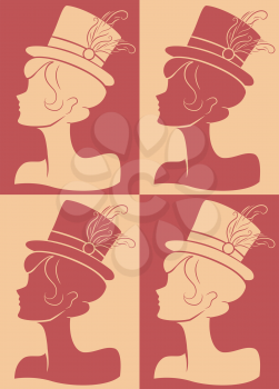 Illustration Featuring the Silhouettes of a Burlesque Performer Wearing a Fancy Hat