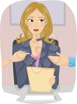 Illustration of a Female Mediator Listening to Her Clients