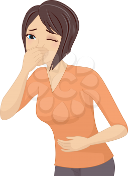 Illustration of a Sick Girl About to Throw Up