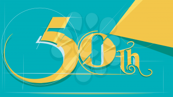 Illustration Featuring a Sleek Number 50 Drawn in Gold