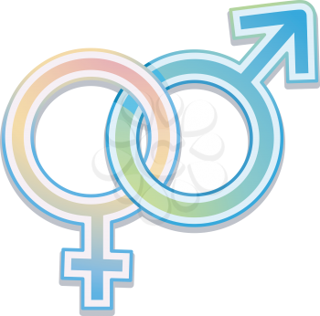 Illustration Featuring Intertwined Male and Female Symbols