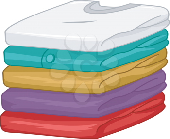 Illustration of a Stack of Neatly Folded Clean Clothes