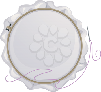 Illustration of an Embroidery Hoop with a Needle Beside It