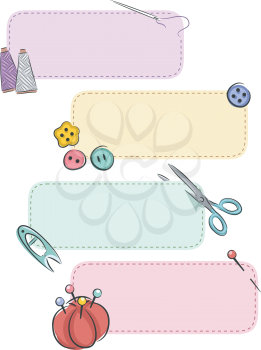 Banner Illustration Featuring Colorful Sewing Notions