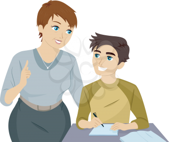 Illustration of a Teenage Guy Receiving Lessons from a Private Tutor