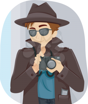 Illustration of a Teenage Boy Dressed in a Detective Costume