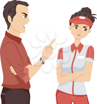 Illustration of a Female Teenage Part Time Worker Being Scolded by Her Supervisor