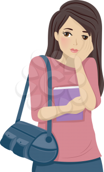 Illustration of a Shy Teenage Girl Blushing