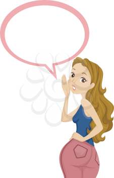 Illustration of a Girl with a Speech Bubble Hovering Over Her Head