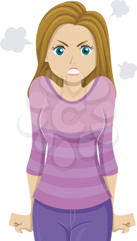 Illustration of a Teenage Girl Fuming with Anger
