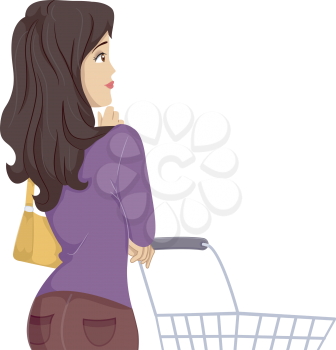 Illustration of a Teenage Girl Thinking About What to Buy