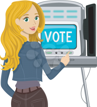 Illustration of a Teenage Voter Casting Her Vote