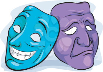 Illustration of a Pair of Masks Depicting Personality Disorder
