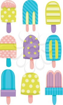 Flat Illustration Featuring Colorful Popsicles