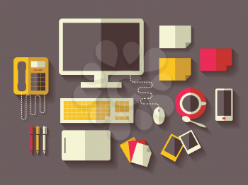 Illustration Featuring Things Commonly Found on Office Desks