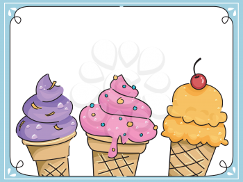Frame Illustration Featuring Ice Cream with Different Flavors
