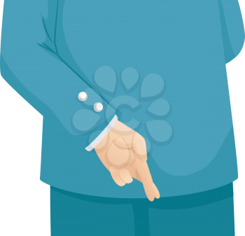 Illustration of a Man Dressed in a Suit Crossing His Fingers Behind His Back