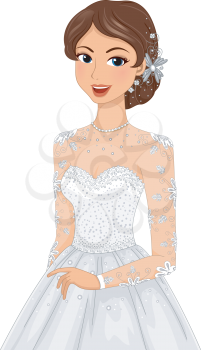 Illustration of a Bride Wearing Elaborate Accessories