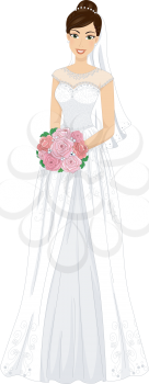Illustration of a Lovely Bride in a Minimalist Gown
