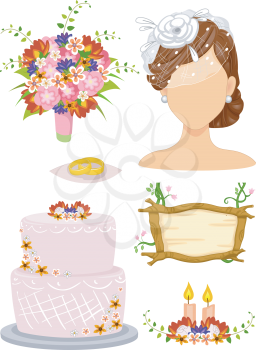 Illustration of Elements Related to a Garden Wedding