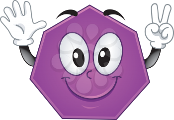 Mascot Illustration Featuring a Heptagon Showing Seven Fingers