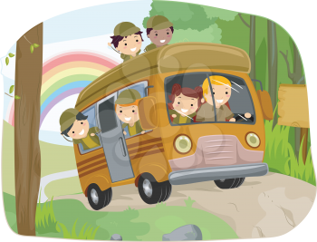 Stickman Illustration Featuring Kids Going Camping