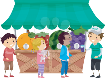 Stickman Illustration of Kids Getting Fruit Juice