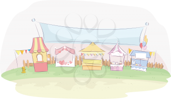 Illustration of Colorful Booths at a Festival