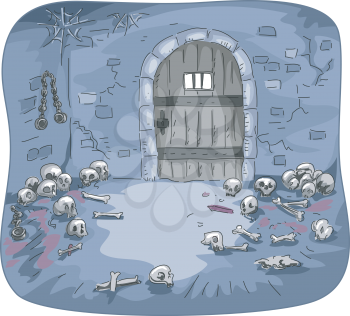 Illustration of the Interior of a Dingy Dungeon