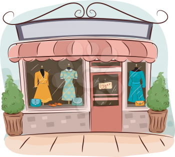 Illustration of Boutiques Selling Vintage Clothes