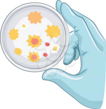 Illustration of a Researcher Holding a Petri Dish