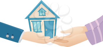 Illustration of a Seller Turning a House Over to the Buyer