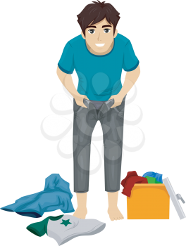 Illustration of a Teenage Boy Growing Out of His Clothes