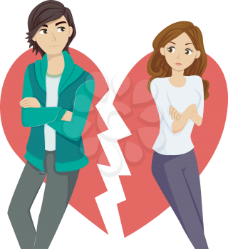 Illustration of a Teenage Couple Breaking Up