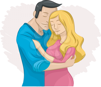 Illustration of a Couple Locked in an Embrace