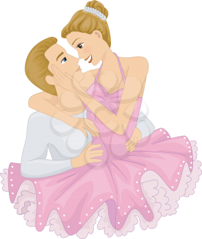 Illustration of a Ballet Dancer Couple in a Romantic Pose