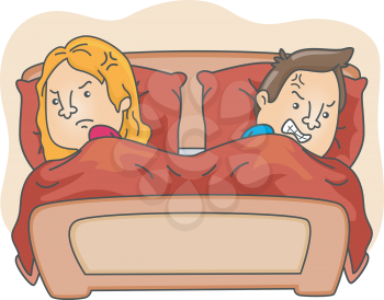 Illustration of a Married Couple Having an Argument in the Bedroom