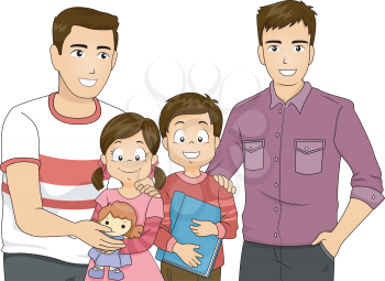 Illustration of a Same Sex Couple with Their Children