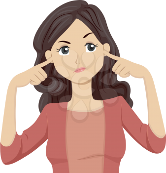 Illustration of a Teenage Girl Covering Her Ears
