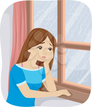 Illustration of a Teenage Girl Suffering from Seasonal Affective Disorder
